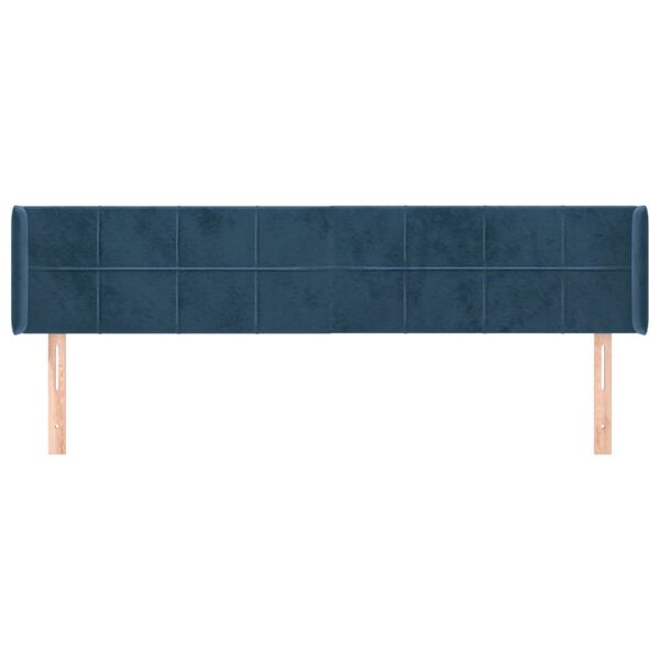 vidaXL Kopfteil mit Ohren Dunkelblau 163x16x78/88 cm Samt