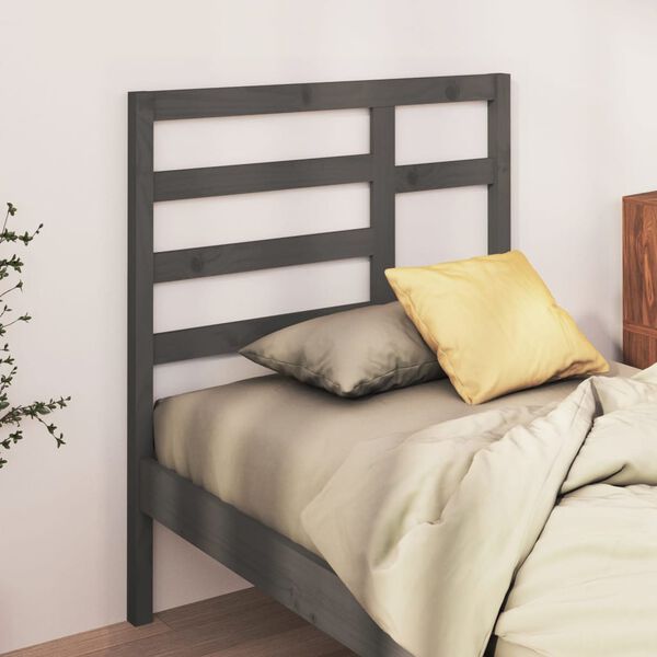 vidaXL Bett-Kopfteil Grau 81x4x104 cm Massivholz Kiefer