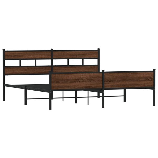 vidaXL Metallbett ohne Matratze Braun Eichen-Optik 180x200 cm