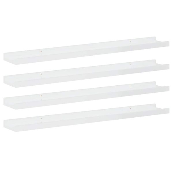 vidaXL Wandregale 4 Stk. Hochglanz-Wei&szlig; 80x9x3 cm