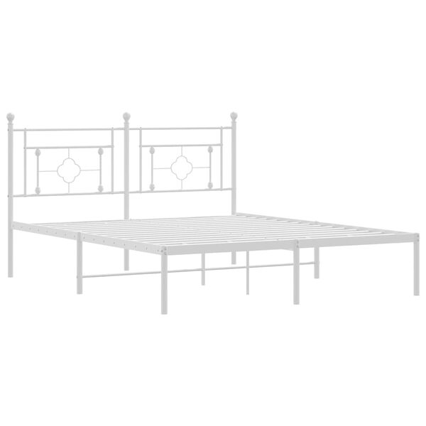 vidaXL Bettgestell mit Kopfteil Metall Wei&szlig; 150x200 cm