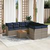 vidaXL 9-tlg. Garten-Sofagarnitur mit Kissen Grau Poly Rattan