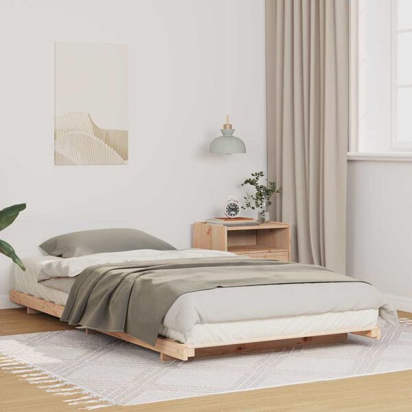vidaXL Bodenbettgestell Braun 90 x 220 cm Massivholz Kiefer