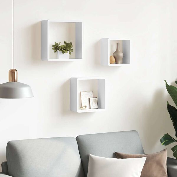 vidaXL W&uuml;rfelregale 3 Stk. Wei&szlig; MDF
