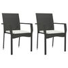 vidaXL 7-tlg. Garten-Essgruppe mit Kissen Schwarz Poly Rattan