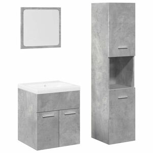 vidaXL 4-tlg. Badm&ouml;bel-Set Betongrau Holzwerkstoff