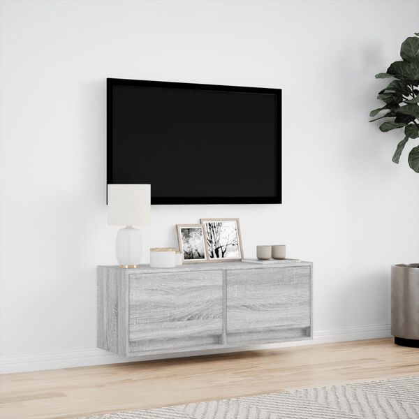 vidaXL TV-Wandschrank mit LED-Beleuchtung Grau Sonoma 100x31x35 cm