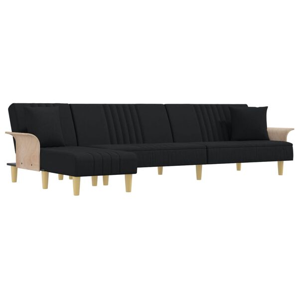 vidaXL Schlafsofa in L-Form Schwarz 279x140x70 cm Stoff