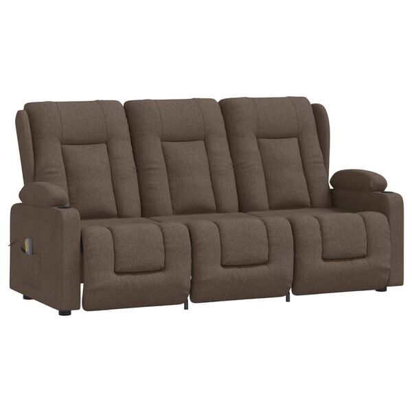 vidaXL 3-Sitzer Massagesessel mit Getr&auml;nkehalter Taupe Stoff