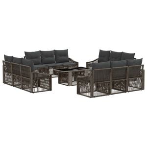 vidaXL Gartensofa-set 13 stk. Grau und Dunkelgrau Poly-Rattan
