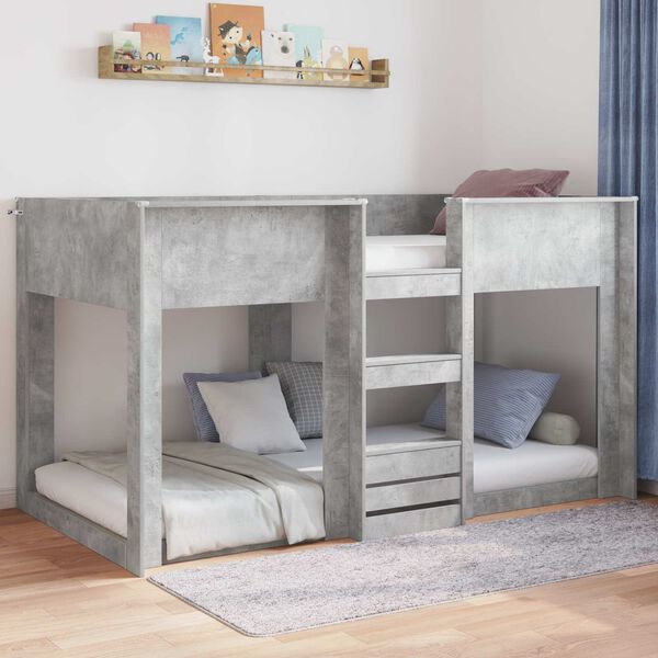 vidaXL Bodenbettrahmen Beton Grau 76,5 x 200 cm Holzwerkstoff