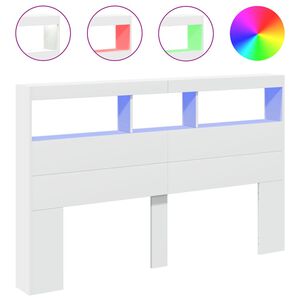 vidaXL LED-Kopfteil mit Ablagen Wei&szlig; 160x17x102 cm