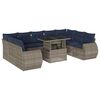 vidaXL 10-teiliges Gartensofa-Set mit Kissen, grau, Polyrattan