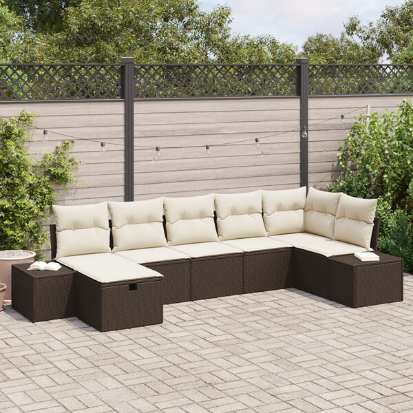 vidaXL Sofa Set mit Kissen 7 pcs Poly-Rattan