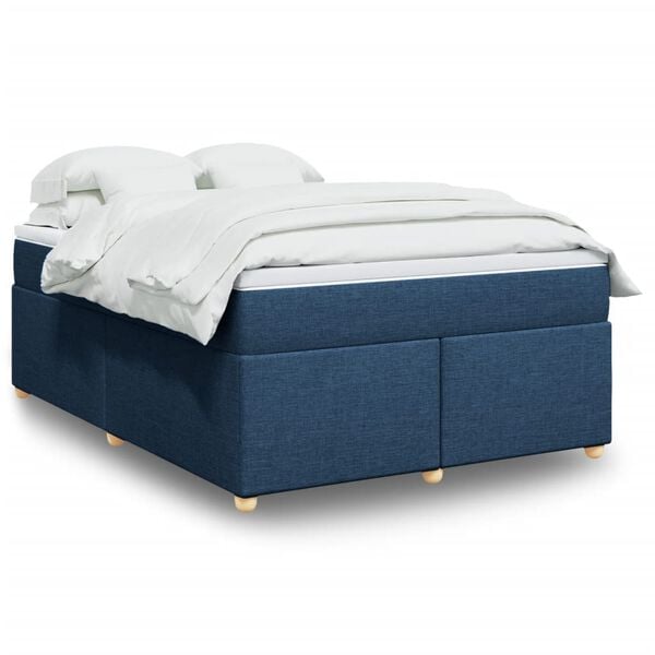 vidaXL Boxspringbett mit Matratze Blau 140x190 cm Stoff