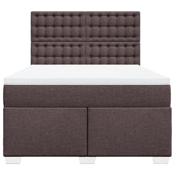 vidaXL Boxspringbett mit Matratze Dunkelbraun 160x200 cm Stoff