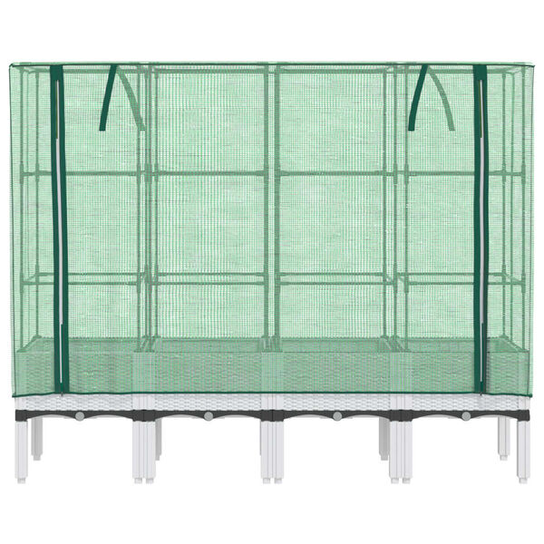 vidaXL Hochbeet mit Gew&auml;chshaus-Aufsatz Rattan-Optik 160x40x140 cm