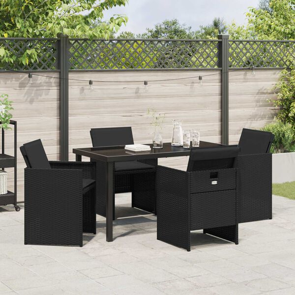 vidaXL Garten Essgruppe 5 pcs Schwarz Poly-Rattan