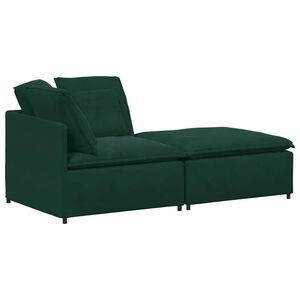 vidaXL Modulares Sofa mit Fu&szlig;hocker Kissen Samt Dunkelgr&uuml;n