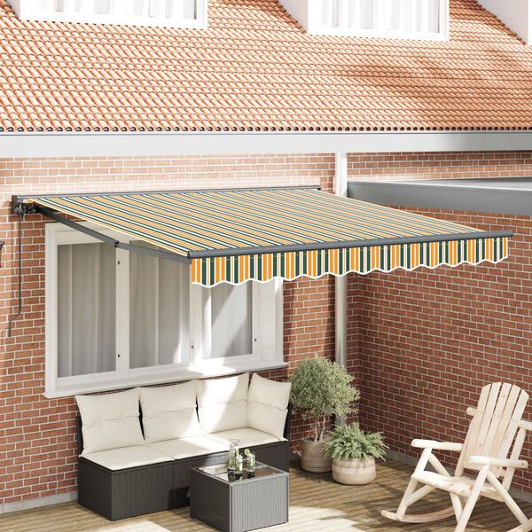 vidaXL Einziehbare Markise Gr&uuml;n und Gelb 350 x 250 cm