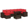 vidaXL 8-teiliges Gartensofa-Set mit Kissen, braun, Polyrattan