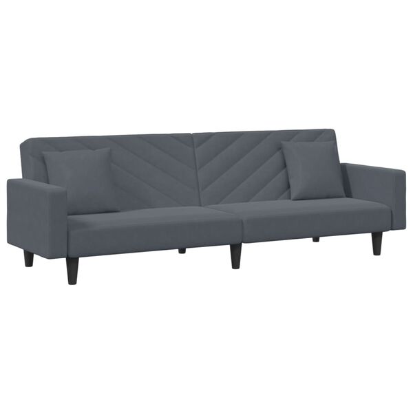 vidaXL 2-tlg. Sofagarnitur mit Kissen Dunkelgrau Samt