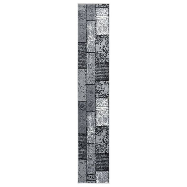 vidaXL Teppichl&auml;ufer BCF Grau mit Blockmuster 60x500 cm
