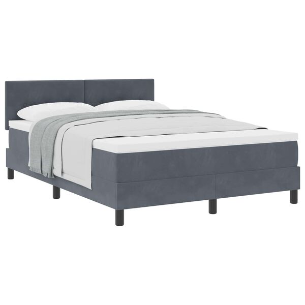 vidaXL Boxspringbett mit Matratze Dunkelgrau 160 x 200 cm Samt