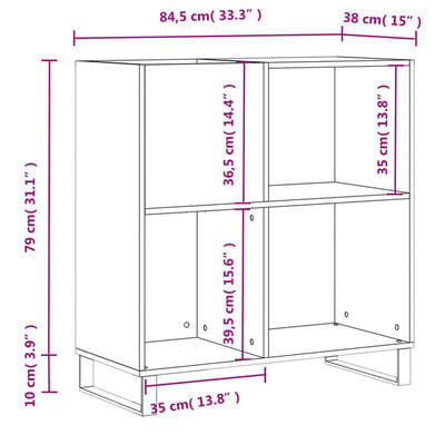 vidaXL Plattenschrank Hochglanz-Weiß 84,5x38x89 cm Holzwerkstoff