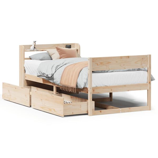 vidaXL Massivholzbett ohne Matratze 100x200 cm Kiefernholz