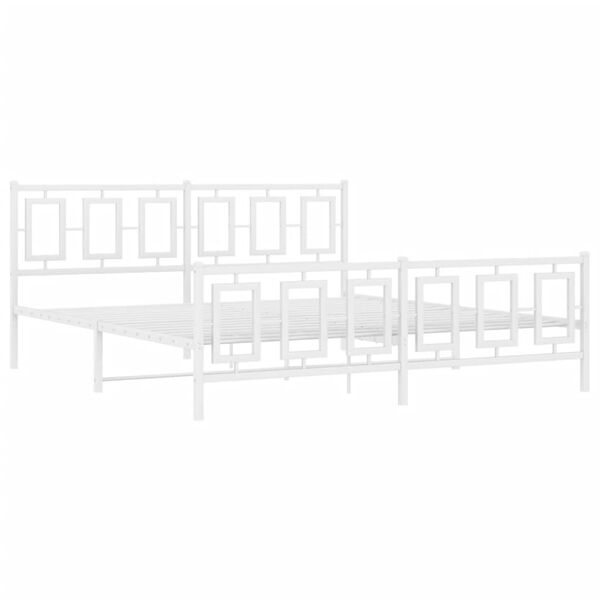 vidaXL Bettgestell mit Kopf- und Fu&szlig;teil Metall Wei&szlig; 180x200 cm