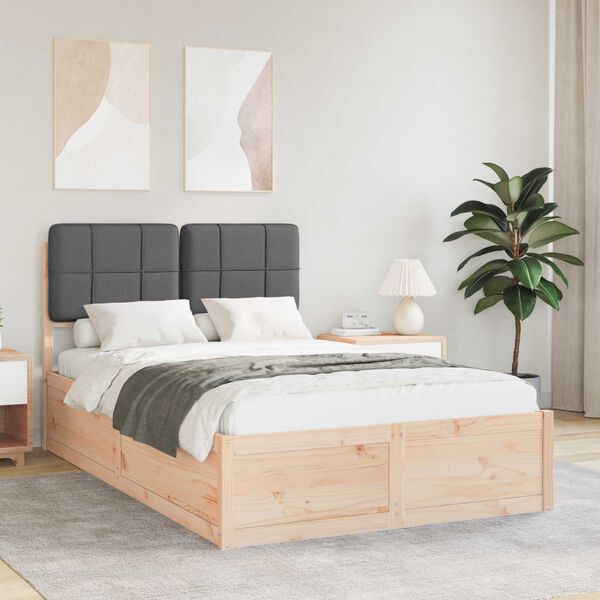 vidaXL Bettgestell mit gepolstertem Kopfteil Dunkelgrau 120 x 190 cm