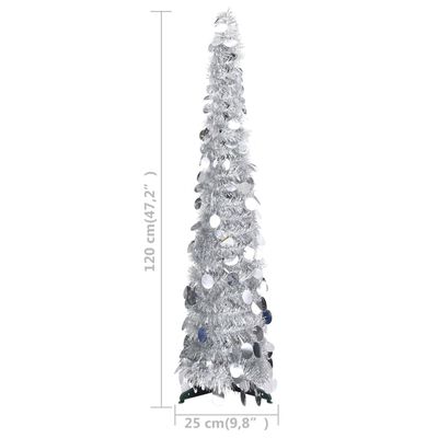 vidaXL Künstlicher Pop-Up-Weihnachtsbaum Silber 120 cm PET