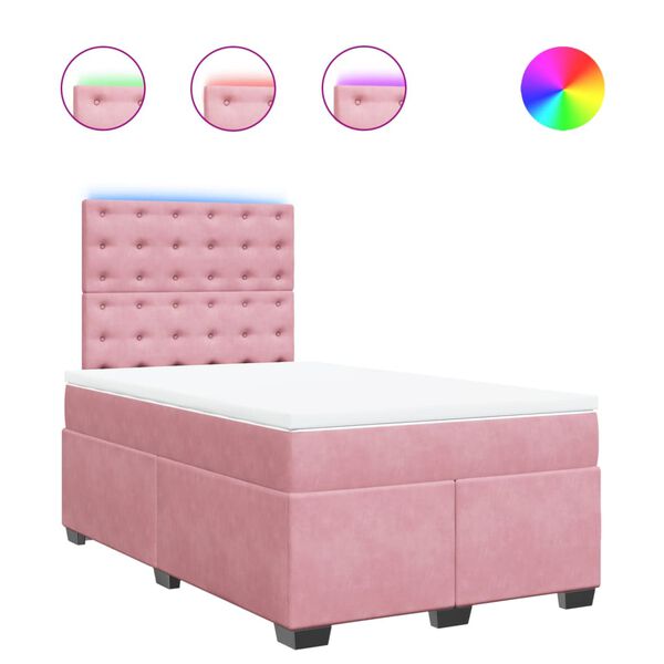vidaXL Boxspringbett mit Matratze Rosa 120x190 cm Samt