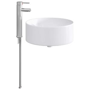 vidaXL Waschbecken mit Wasserhahn und Abfluss Chrom