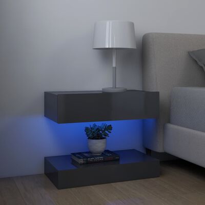 vidaXL TV-Schrank mit LED-Leuchten Hochglanz-Grau 60x35 cm