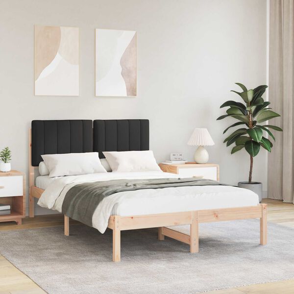 vidaXL Bettgestell mit gepolstertem Kopfteil Schwarz 120 x 190 cm