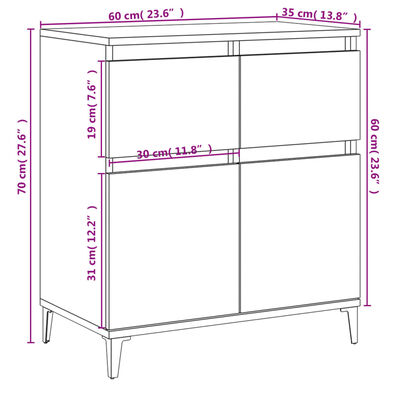 vidaXL Sideboard Sonoma-Eiche 60x35x70 cm Holzwerkstoff