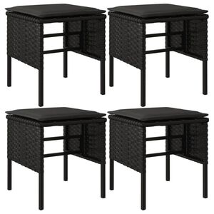 vidaXL Gartenhocker mit Kissen 4 Stk. Schwarz Poly Rattan
