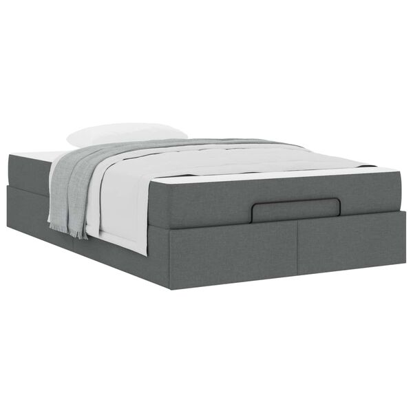 vidaXL Bettgestell mit Matratze mit Matratze 2 pcs Dunkelgrau Stoff