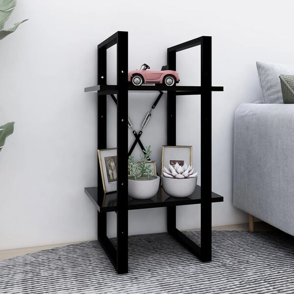 vidaXL B&uuml;cherregal 2 F&auml;cher Schwarz 40x30x70 cm Holzwerkstoff