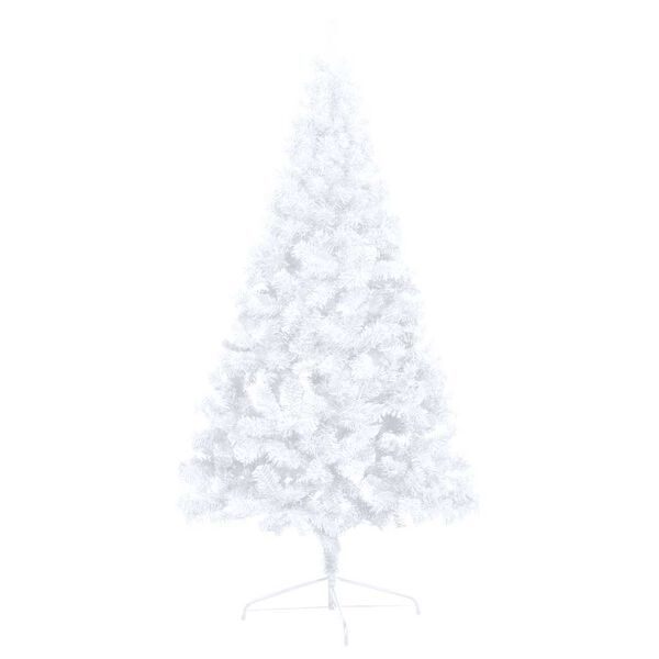 vidaXL K&uuml;nstlicher Halb-Weihnachtsbaum Beleuchtung Kugeln Wei&szlig; 120 cm