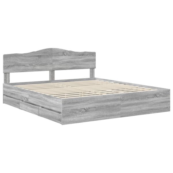 vidaXL Bettrahmen Graues Sonoma 200 x 200 cm Ingenieurs Holz