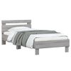 vidaXL Bettgestell mit Kopfteil und LED-Leuchten Grau Sonoma 90x190 cm