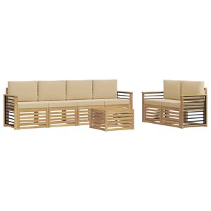 vidaXL Outdoor-Sofagarnitur 7 stk. Wei&szlig; und Beige Polyester