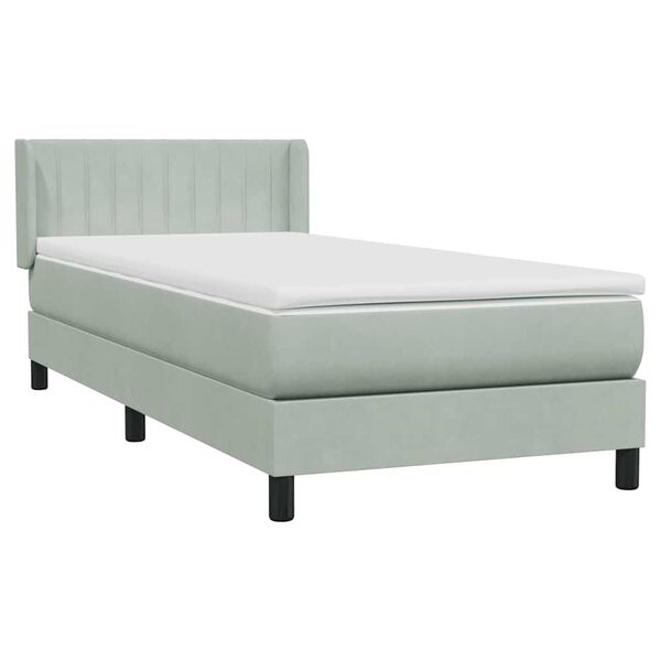 vidaXL Boxspringbett mit Matratze Hellgrau 100x220 cm Samt