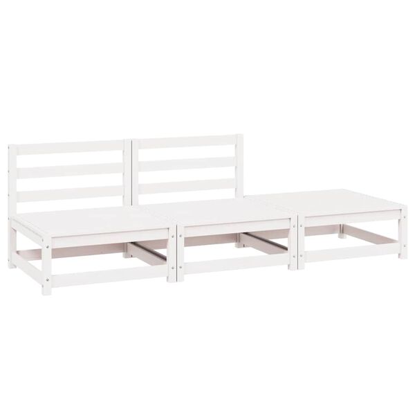 vidaXL 3-tlg. Garten-Lounge-Set Wei&szlig; Kiefer Massivholz