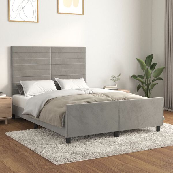 vidaXL Bettgestell ohne Matratze Hellgrau 140x200 cm Samt