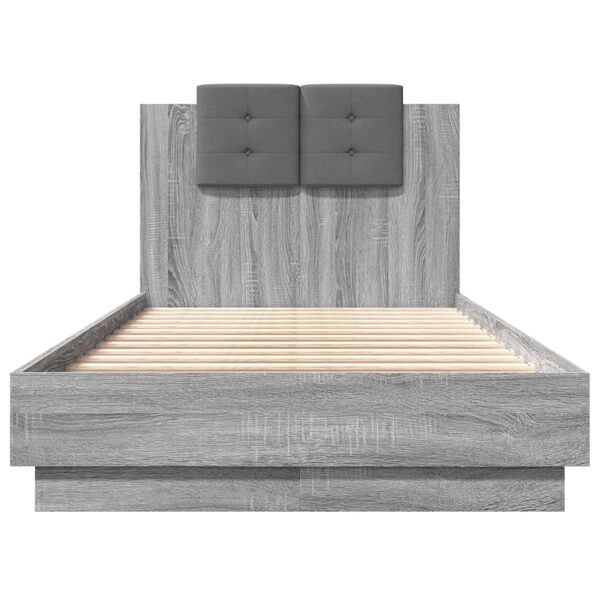 vidaXL Bettgestell mit Kopfteil Grau Sonoma 75x190 cm Holzwerkstoff