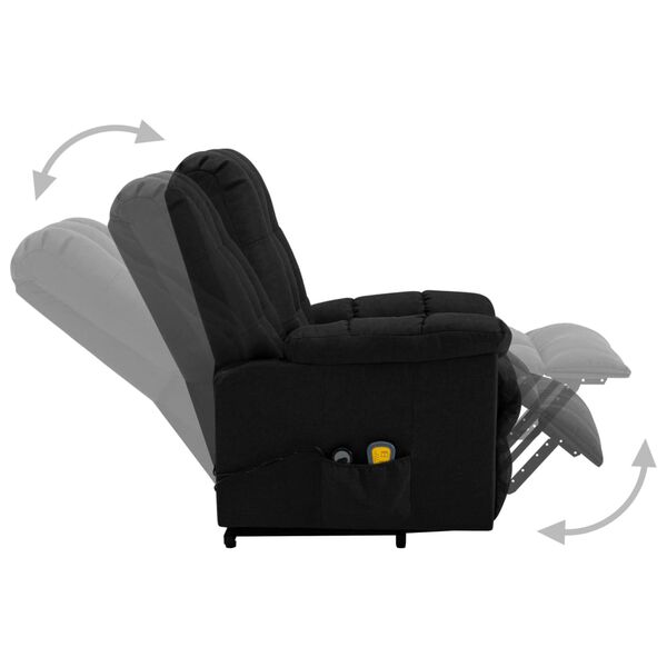 vidaXL Massagesessel mit Aufstehhilfe Schwarz Stoff